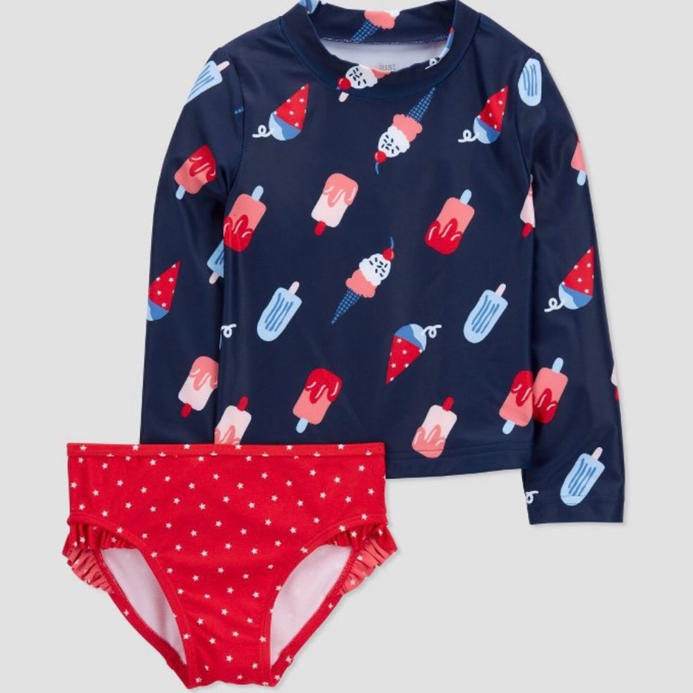 Carters Girls Swim Rash Guard Popsicle Set 9 Months NWT
